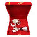 German Silver OM Diya and Bell Set with Gift Box image 1