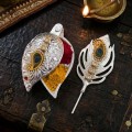 German Silver Plated Tilak Set with Stick Velvet Gift Box image 3