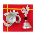 German Silver OM Diya and Bell Set with Gift Box image 2
