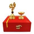 Gold Plated Diya and Bell Set with Gift Box image 3