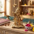 Brass Krishna Idol with Cow image 7