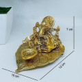 Brass Ganesha Idol on Leaf with Diya image 2