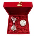 Silver Plated Bell and Diya Set with Gift Box image 1