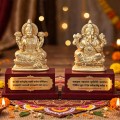 Golden Lakshmi Ganesha Idol Set with Wooden Base image 5