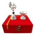 Silver Plated Bell and Diya Set with Gift Box image 3