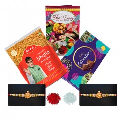 Bhai Dauj Greeting Card And Celebration Chocolate Box with Bhujia Namkeen
