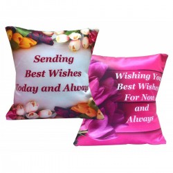 Diwali Best Wishes Gift Printed Cushion (Cushion Filler + Cover) (Pack Of 2)
