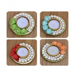 Traditional Tea Light Candle Holder Set of 4 Candles for Decoration