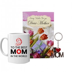 Mother's Day Greeting Card With Coffee Mug And Keychain