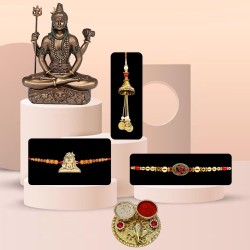 Om Rakhi for Bhaiya, Designer Rakhi for Bhabhi and Kids with Shiv Ji Idol Gift