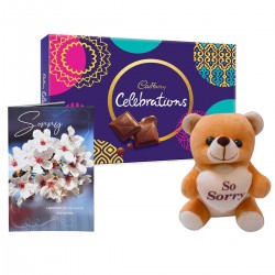 Sorry Greeting Card, Teddy Bear & Chocolate Hamper Box | Apology Gift Set