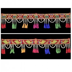 Elephant & Peacock Fabric Toran for Home Mandir & Main Door - Traditional velvet Handmade Toran (Pack of 2)