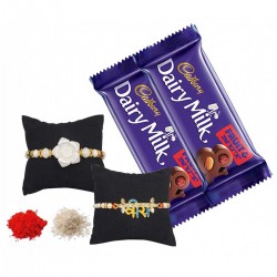Rakhi Combo Gift for Brother - Designer Rakhi & Dairy Milk Chocolate