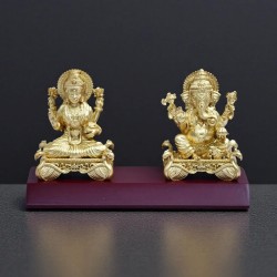 Metal Laxmi Ganesha Idol Showpiece Diwali Good Luck Gift