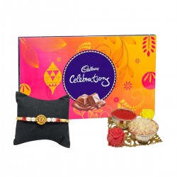Bhai Dooj Gift for Brother - Designer Thread & Cadbury Celebration with Roli Chawal Chopra-Bhai Dooj Gift Set