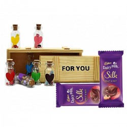Love Gift Combo - Small Message Bottle with Box & 2 Chocolate