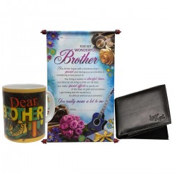 Gift For Brother - Scroll Card, Coffee Mug & Men's Wallet