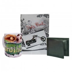 Gift Set For Brother's- Mug, Leather Wallet & Diary Notebook