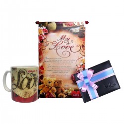 My Love Valentine Gift Combo of Love Greeting Cards, Leather Wallet and Coffee Mugs for Husband
