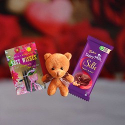 Best Wishes Gift Combo - Chocolate with Teddy Bear and Best Wishes Greeting Card