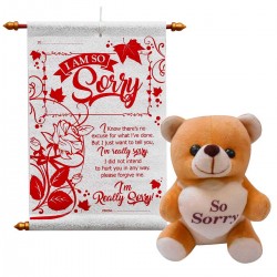 Sorry Scroll Card with Teddy Bear-Apology Gifts| Sorry Gift Combo