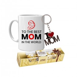Gift for Mother- Coffee Mug, Ferrero Rocher Chocolate & Keychain