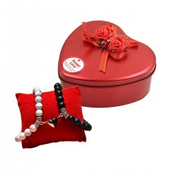 Love Gift for Couple - Couple Ring Set, Couple Magnet Bracelet, Heart Shape Gift Box - Valentine Day - Birthday - Anniversary Gift