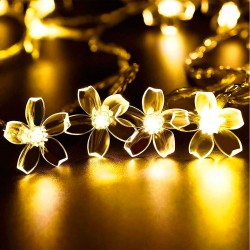 Yellow 28 LED Blossom Flower Fairy String Lights for Indoor Outdoor Diwali Home Decorations