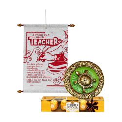 Useful Gift for Teacher - Scroll Card - Tortoise Metal showpiece - Chocolate