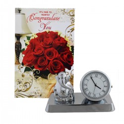 Congratulation Gift Card And Table Clock With Ganesha