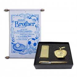 Brass Gold Table Accessories Box With Brother Scroll Card