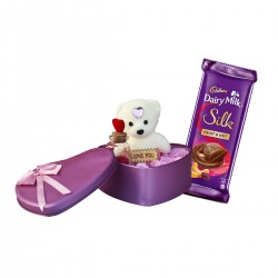 Love Teddy Box With Message Bottle And Chocolate