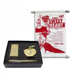 Gold Plated Gift Box With Love Scroll Card