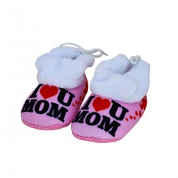 Soft And Anti Slip Love Mom Printed Booties For New Born Baby