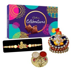 Ganesh Ji Rakhi for Brother with Ganesh Idol and Chocolate Box