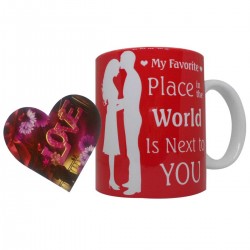 Gift Pack of Heart Shape Love Greeting Card and Love Coffee Mug