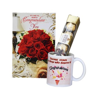 Set Of Congratulation Greeting Card With Coffee Mug And Chocolate
