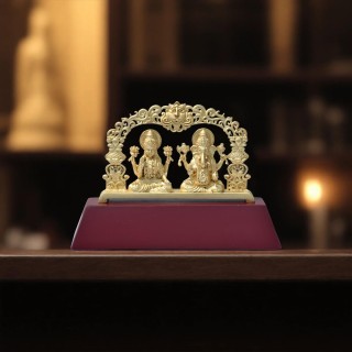 Metal Lakshmi Ganesh Ji Idol Showpiece Diwali Good Luck Gift