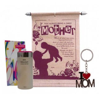 Mothers Day Special Gifts | Mother Greeting Card, I Love Mom Keychain And Melody Perfume