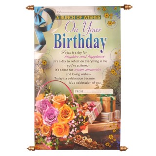 Happy Birthday Message Scroll Card - Greeting Card - Multicolor