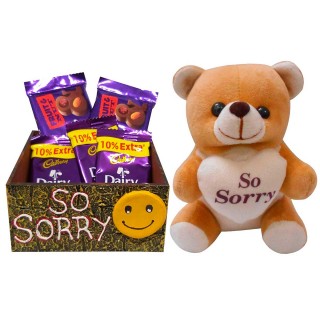 Sorry Gift for Girlfriend - Handmade Box with 5 Chocolates with Teddy Bear-Apology Gifts-Sorry Chocolate Gifts