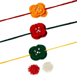 Handmade Crochet Rakhi Set of 3 for Brother and Kids