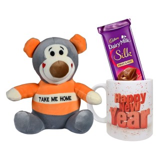 New Year Gift for Kids, Children - Chocolate with Happy New year Coffee Mug and Tedy Bear