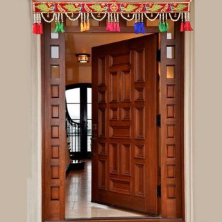 Peacock Toran for Main Door Entrance & Pooja Room - Fabric Bandarwal 95 cm