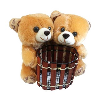 Couple Teddy Pen Stand-16 cm