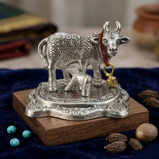 Kamdhenu Cow with Calf Statue for Pooja, Home Decor, Vastu Gift