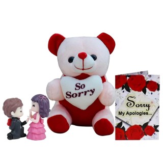 Sorry Gift for Girlfriend and Boyfriend - Greeting Card, Romantic Couple Showpiece, and Sorry Teddy Bear