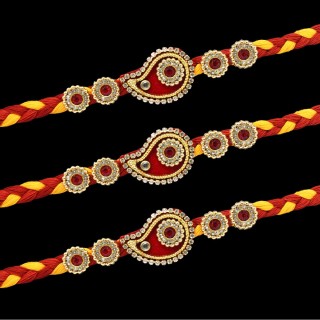 Handmade Stone Rakhi for Bhai - Mauli Rakhi Set of 3