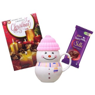 Christmas Gift for Girlfriend, Boyfriend - Ceramic Mug with Chocolate and Greeting Card