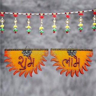 Designer Bandarwar Toran with Wooden Shubh-Labh for Diwali Decoration